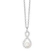 Mabina Girocollo argento con infinito zirconi e perla 553778